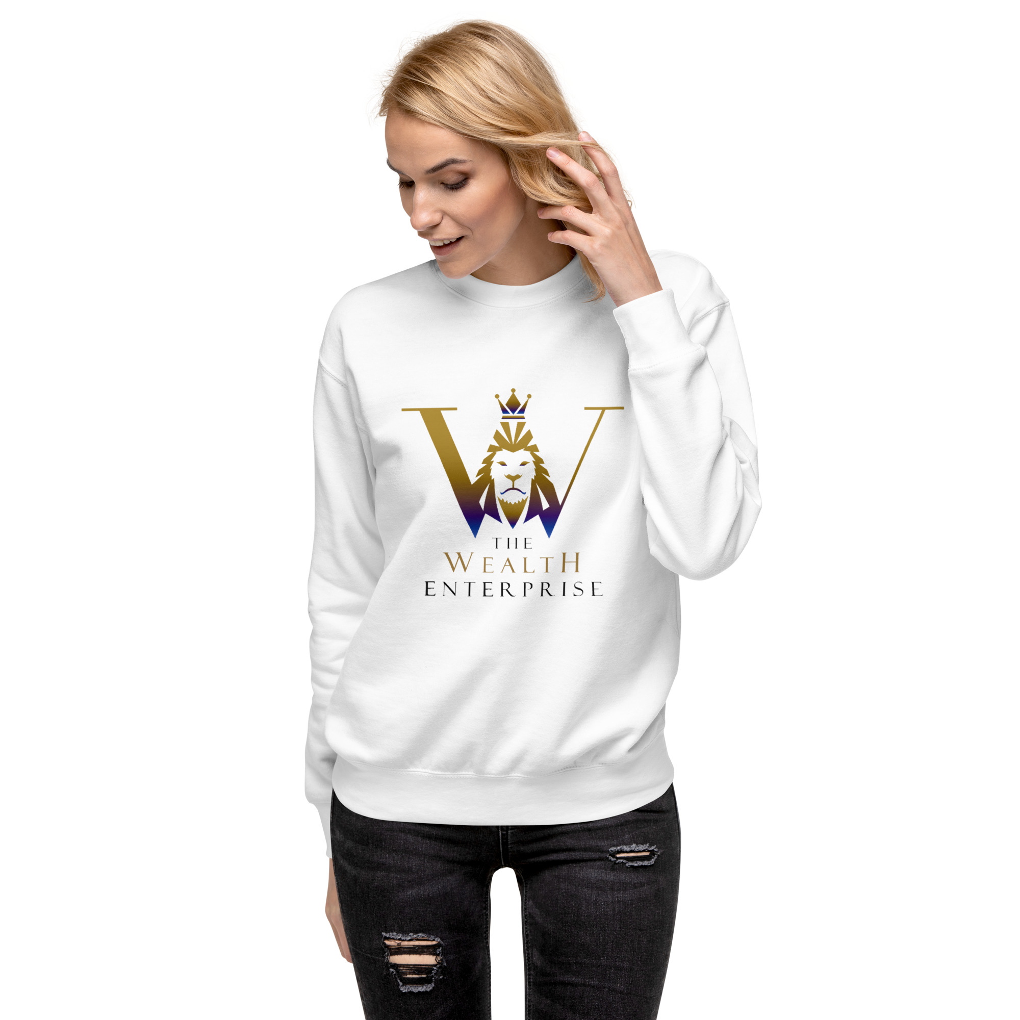 The Wealth Enterprise Unisex Premium Sweatshirt - White - Image 2