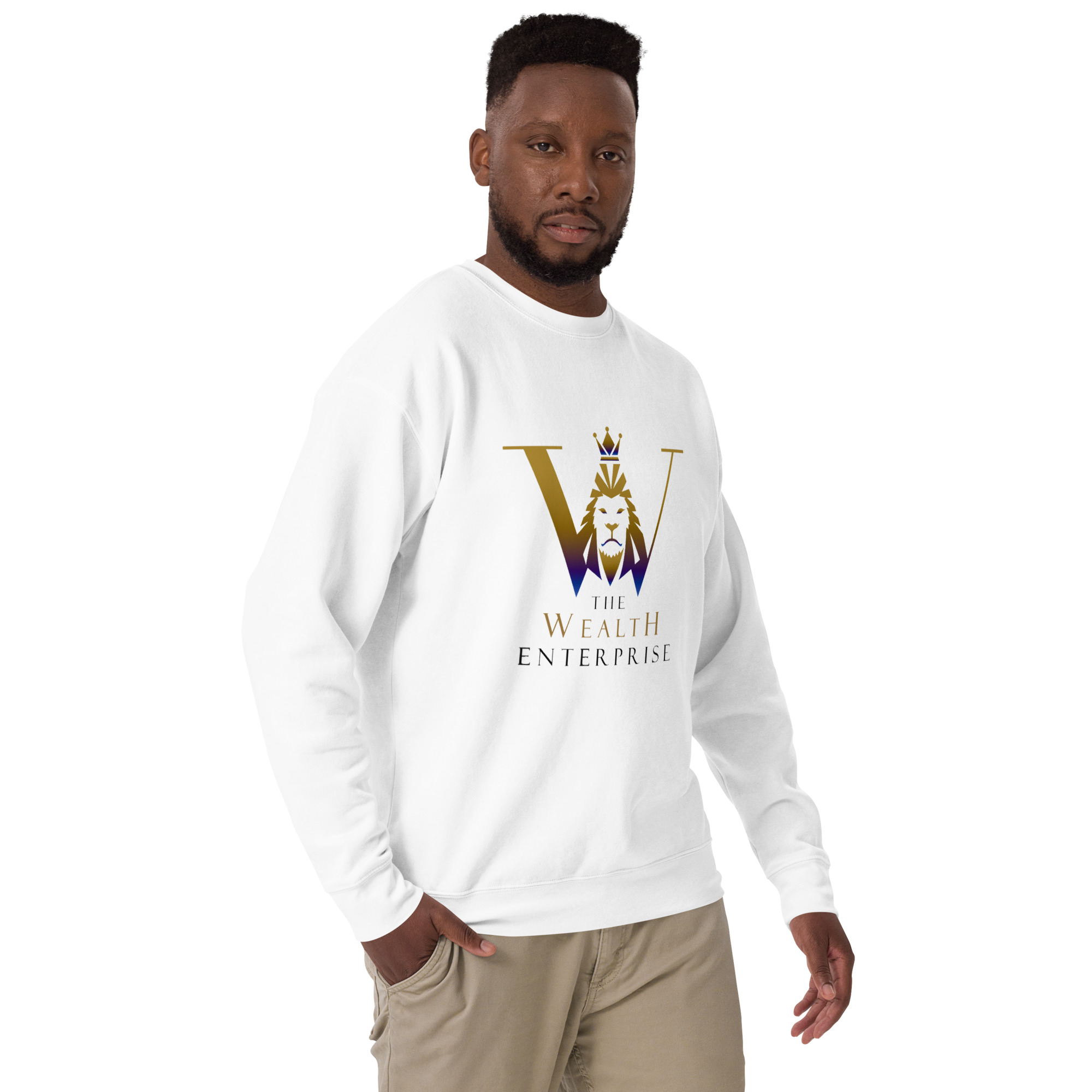 The Wealth Enterprise Unisex Premium Sweatshirt - White - Image 4