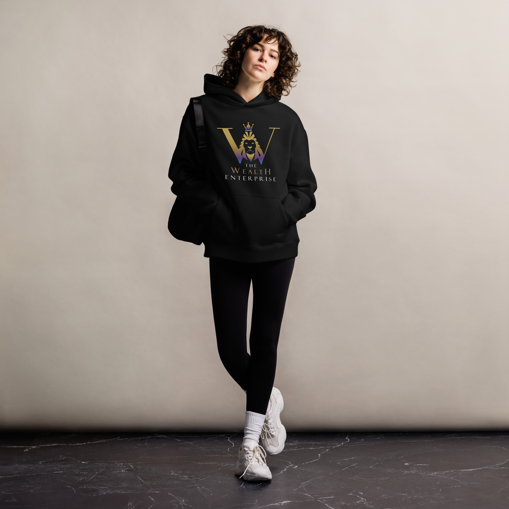 The Wealth Enterprise Unisex Oversized Hoodie - Black - Image 2